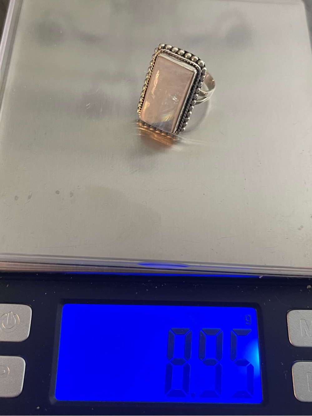 NWOT .925 SS 8.95g Rainbow Moonstone Statement Ring sz 8 approx. 20mm x 10mm - Picture 2 of 9